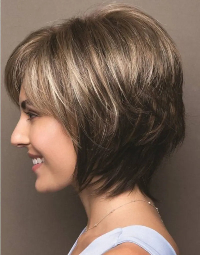 Mixed Blonde Brown Short Wigs Natural Hair Wigs Heat Resistant Hair Wig - Wigs World | Premium Wigs for Every Style