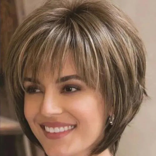Mixed Blonde Brown Short Wigs Natural Hair Wigs Heat Resistant Hair Wig - Wigs World | Premium Wigs for Every Style