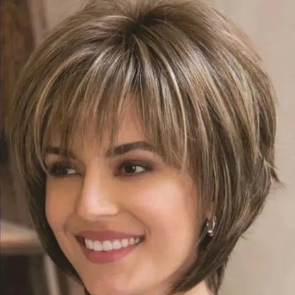 Mixed Blonde Brown Short Wigs Natural Hair Wigs Heat Resistant Hair Wig - Wigs World | Premium Wigs for Every Style