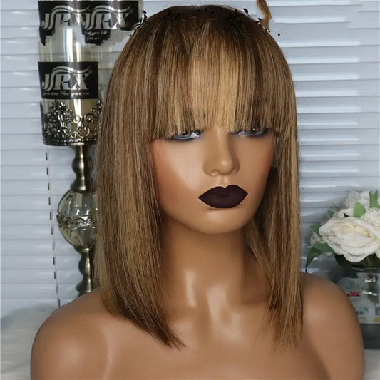 Short Straight Hair Bob Wig Human Hair Bob Wig Piano Color Real Human Hair - Wigs World | Premium Wigs for Every Styleshort wig