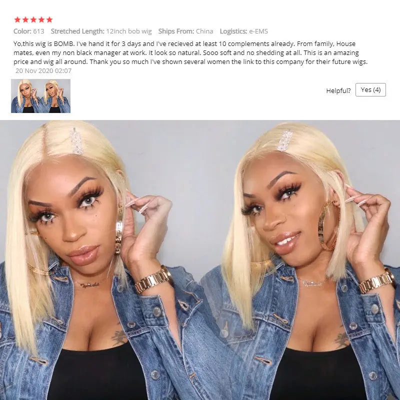613 Blonde Bob Wig Short Straight Human Hair Wigs For Women - Wigs World | Premium Wigs for Every Style