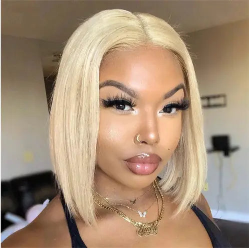 613 Blonde Bob Wig Short Straight Human Hair Wigs For Women - Wigs World | Premium Wigs for Every Style